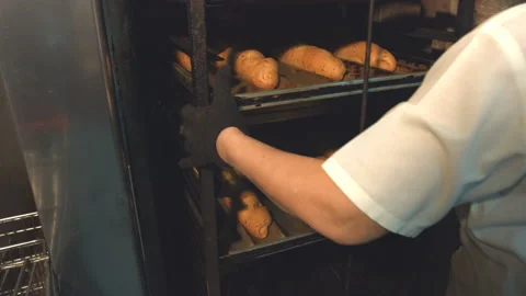 Baguettes on a tray. Stock Footage 98532043