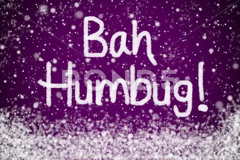 Bah humbug message on purple snow background Stock Illustration