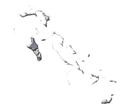 Bahamas 3D Silver Map Stock Illustration