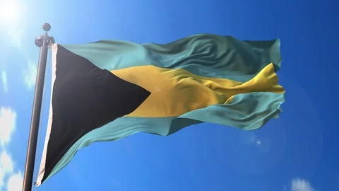 Bahamas animated flag pack in 3D and green screen Stock Footage 119933486