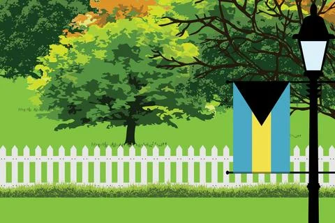 Bahamas Day Trees Lamp Vector Illustration Stock Illustration