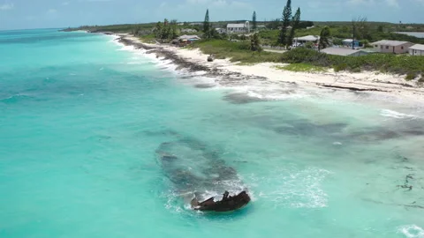 Bahamas Drone Shipwreck Stock Footage 172425496
