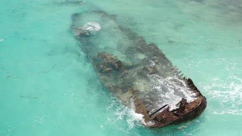 Bahamas Drone Shipwreck  Stock Footage 172425497