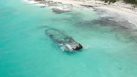 Bahamas Drone Shipwreck Stock Footage 172425500