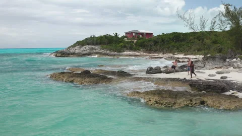 Bahamas Drone Skipping Rocks Stock Footage 172425512