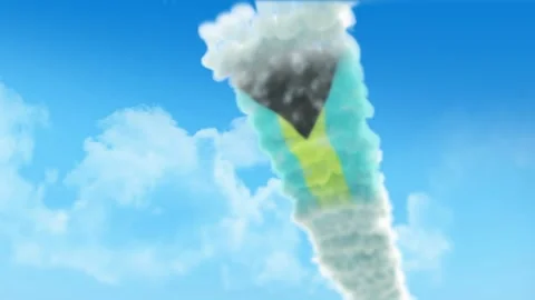 Bahamas Flag 3D Render Animation Created with Colored Smoke Trails by Aircra Stock-Footage 332247165