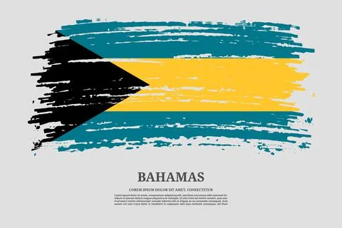 Bahamas flag with brush stroke effect and information text poster, vector Illustrazione stock