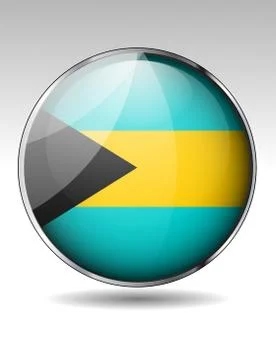 Bahamas flag button Stock Illustration