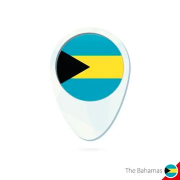The Bahamas flag location map pin icon on white background. Stock Illustration