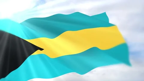 Bahamas Flag Seamless Loop 4k 60fps on Sky Background Stock Footage 340623031