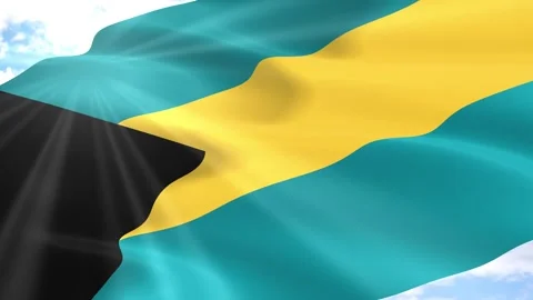 Bahamas Flag Seamless Loop 4k 60fps on Sky Background Stock Footage 341555751