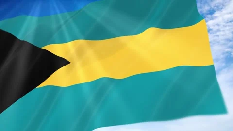 Bahamas Flag Seamless Loop 4k 60fps on Sky Background Stock Footage 341681020