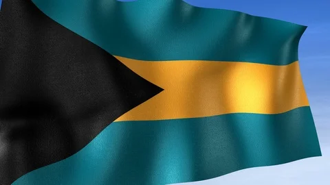 Bahamas Flag - Set of 3 Angles with Masks [3WaveSeries] Stock Footage 103473722