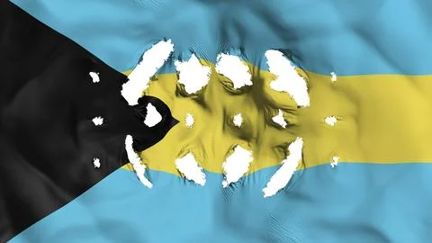 Bahamas flag with a small holes, white background, 3d rendering Stock Illustration