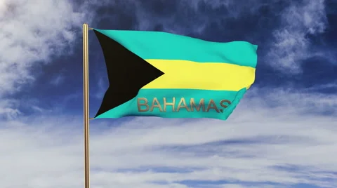 Bahamas flag with title waving in the wind. Looping sun rises style.  Animation Stock-Footage 48593237