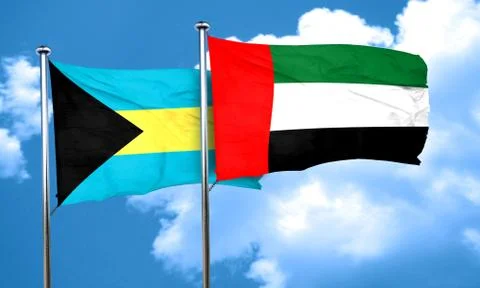 Bahamas flag with UAE flag, 3D rendering Stock Illustration