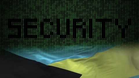 Bahamas flag - Waving flag on matrix binary code background Stock Footage 321422113
