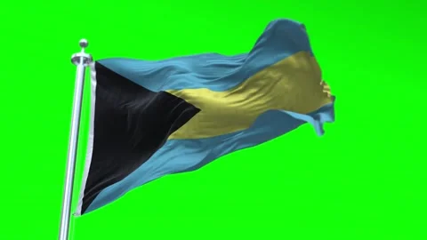 Bahamas Flag Waving in Loopable and Textured green screen background Video stock 296876454