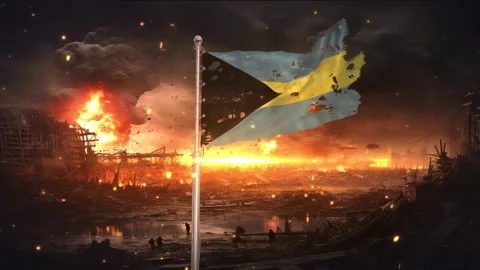 Bahamas flag waving in war is torn Video stock 330734001