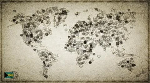 Bahamas Freeport Stamp World Map Stock Illustration