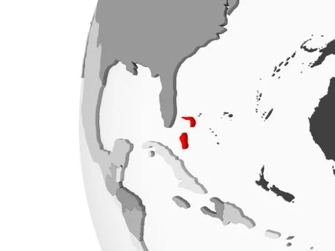 Bahamas on grey globe Stock Illustration