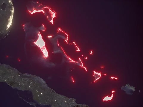 Bahamas highlighted on night map Stock Illustration
