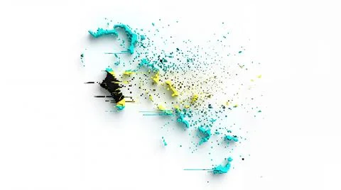 Bahamas map fading into digital particles showing flag design over white ba.. Ilustração Stock