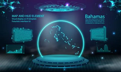 Bahamas map light connecting effect background. abstract digital technology.. Stock Illustration