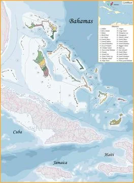 The Bahamas map was drawn with high detail and accuracy Stock Illustration