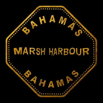 Bahamas Marsh Harbour Seal Map Design Stock Illustration