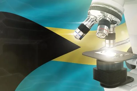 Bahamas  science concept - microscope on flag Stock Illustration