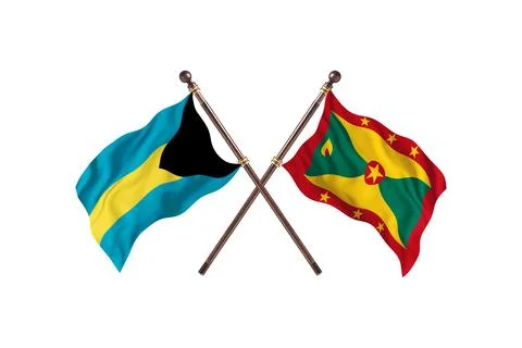 Bahamas Versus Grenada  Two countries Flags background Stock Illustration