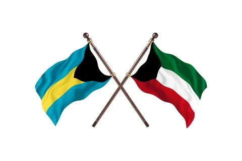 Bahamas Versus Kuwait  Two countries Flags background Stock Illustration