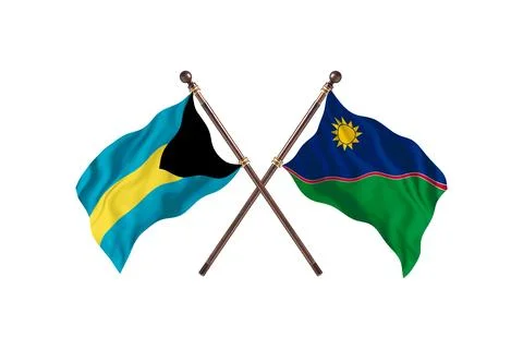 Bahamas Versus Namibia  Two countries Flags background Stock Illustration