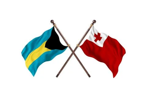 Bahamas Versus Tonga  Two countries Flags background Stock Illustration