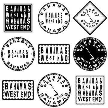Bahamas West End Seal Map Design Stock Illustration
