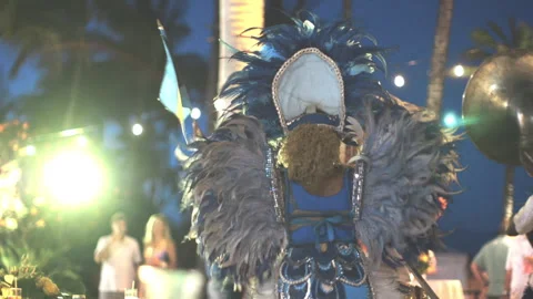 Bahamian Pride Junkanoo Dancer with Flag Stock Footage 281135317