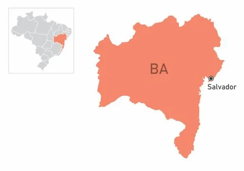Bahia State map illustration Stock Illustration