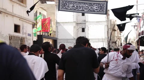 Bahrain, 23 October 2015: Procession of Shiite celebrations of the Day of Ashura Stock Footage 56257957