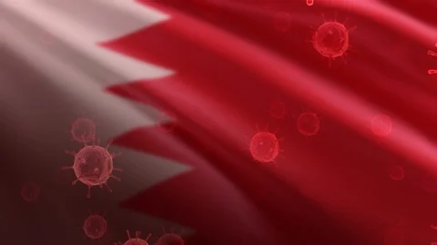 Bahrain 3D Flag With Virus Floating Animation Closeup (3D Rendering) Stock Footage 126990352
