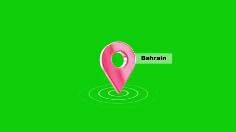 Bahrain 3D Location Pin Map Marker Animation on Green Screen Background. Stock Footage 324609439