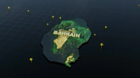 Bahrain 3D Map With Animation Stock Footage 302194415
