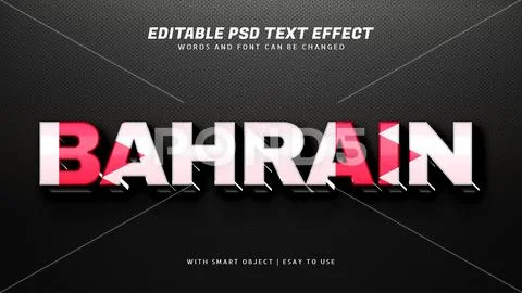 Bahrain 3d text effect Plantilla PSD