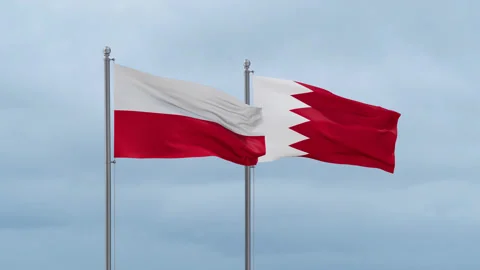 Bahrain and Poland flags Stock Footage 252429937