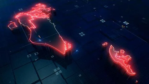 Bahrain digital map 4k Stock Photos