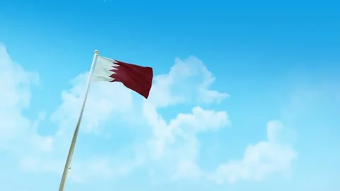 Bahrain Flag 3D Render Animation with Fighter Jets Formation in Blue Sky Stock Footage 332314364