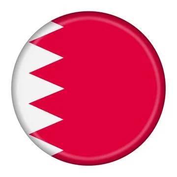 Bahrain flag button 3d illustration with clipping path Stock Illustration