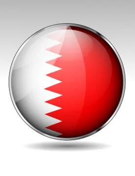 Bahrain flag button Stock Illustration