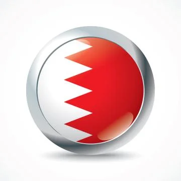 Bahrain flag button Stock Illustration