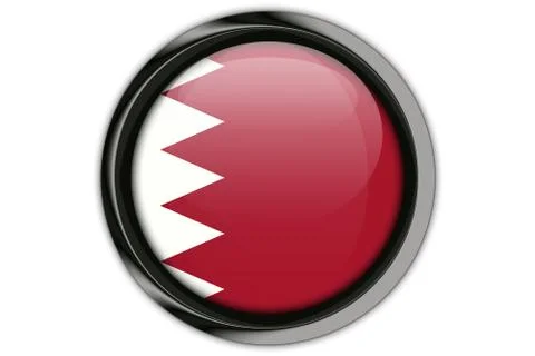 Bahrain flag in the button pin Isolated on White Background 写真素材